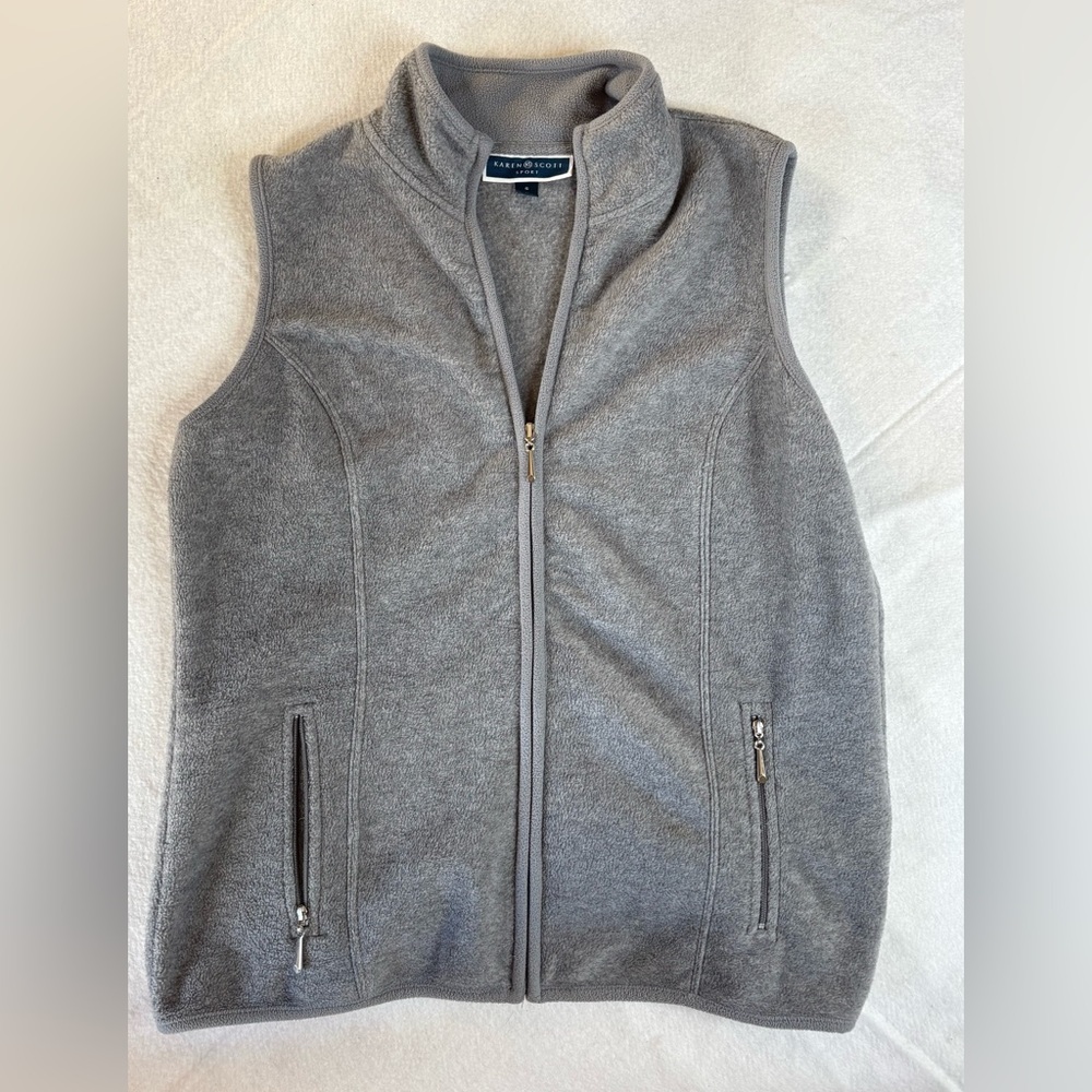 Karen Scott Sport Gray Zip Fleece Vest | Size Small
